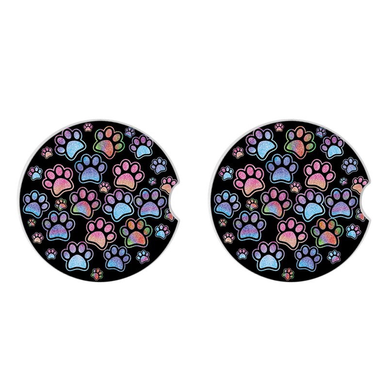2 Pack Absorbent Car Coasters for Cup Holders,Gradient Black Dog
