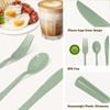 50 PCS Sage Green Plastic Forks, Sage Green Silverware Set
