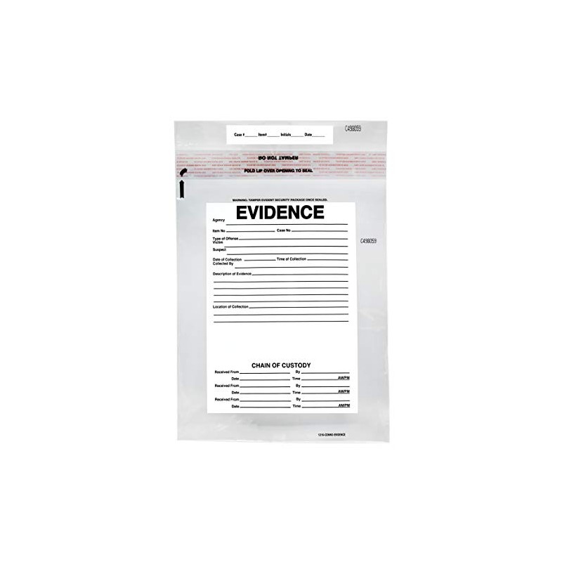 SECUR-PAK 100pk Evidence Bags, 12"x16" Transparent, Tamper Resistant Closure with