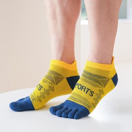 Vraquir Men's Socks, Five Toes, Ankle Socks, Sweat Absorbent, Quick Drying, Breathable, Short Socks, 9.4 - 11.0 inches (24 - 28 cm), Tear-resistant, Durable Socks, For All Seasons, 5 Pairs Set (D, 5 Pairs Set)