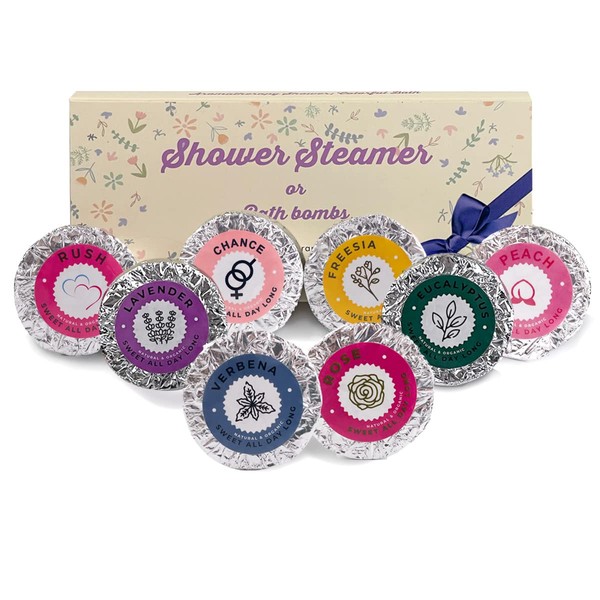 Bulk Shower Steamers Aromatherapy – Self Care Gift Set with 8PCS Unique Scented Shower Bombs. Natural Organic Bath Shower Melts for Women, Shower Fizzies for Bathroom Relaxing and Moisturizing Spa