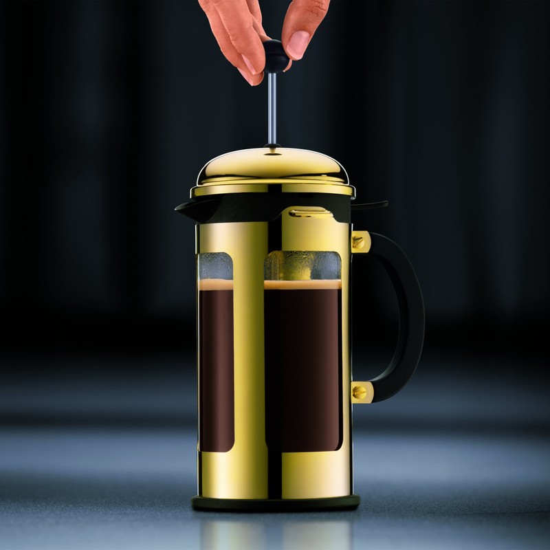 Bodum New Chambord Kaffeebereiter 8 Tassen, Chrom, Gold, 1 Litre
