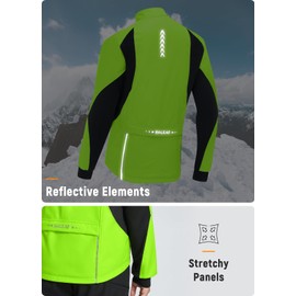 baleaf Men's Winter Cycling Jackets Water Resistant Thermal Running Softshell Jacket Warm Cold Weather Pockets Green XL
