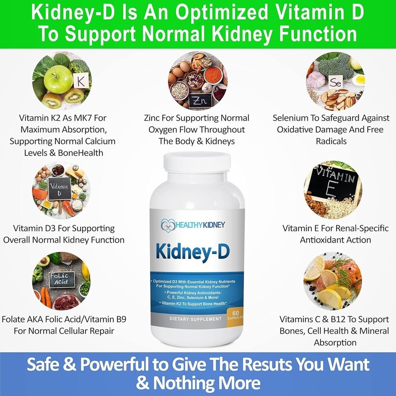 Kidney-D Kidney Supplement Vitamin D Optimized Kidney Support Health and
