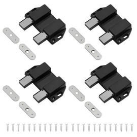 ExcellaElite Push Open Door Catches 4 Pcs Magnetic Push to Open Latch Small Push Latch Durable and Practical Comes with 24 Screws for Cabinet Doors to Close and Pop Open (Black)