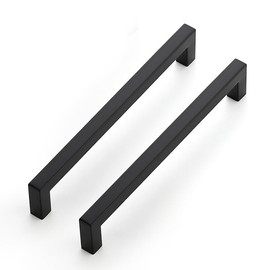 Ravinte Pack of 10 Cabinet Handles, 192 mm, Furniture Handles, Black Handles for Kitchen Cabinets, Cabinet Handles, Square Handles, Furniture Rustproof Stainless Steel Door Handles for Kitchen Handles