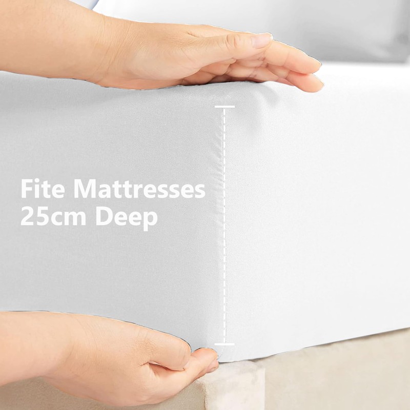 AR Ware Super King Fitted Sheet Non Iron Wrinkle, 25cm