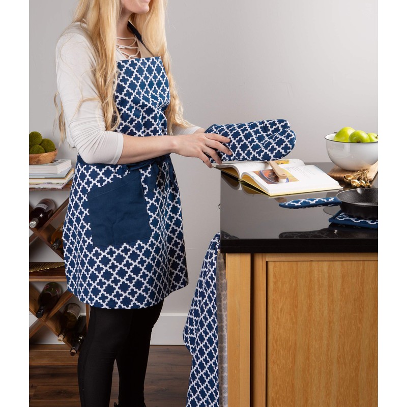 DII Lattice Basics Collection Kitchen Essentials, Oven Mitt Set, Nautical