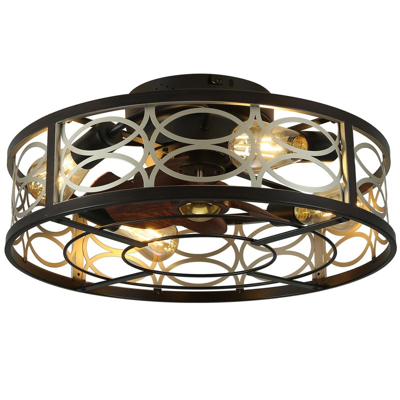 HUEOCZW 20" Caged Ceiling Fan with Light and Remote，bladeless Ceiling