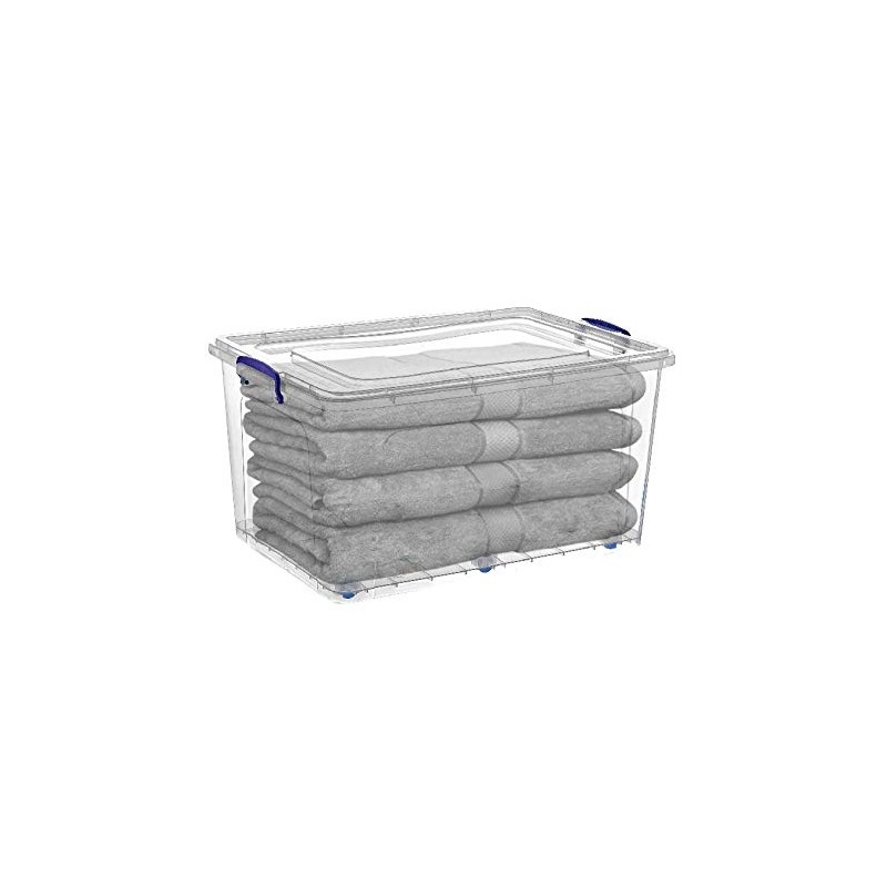 Superio 602 Storage Container (62 Qt, Clear with Blue Handles