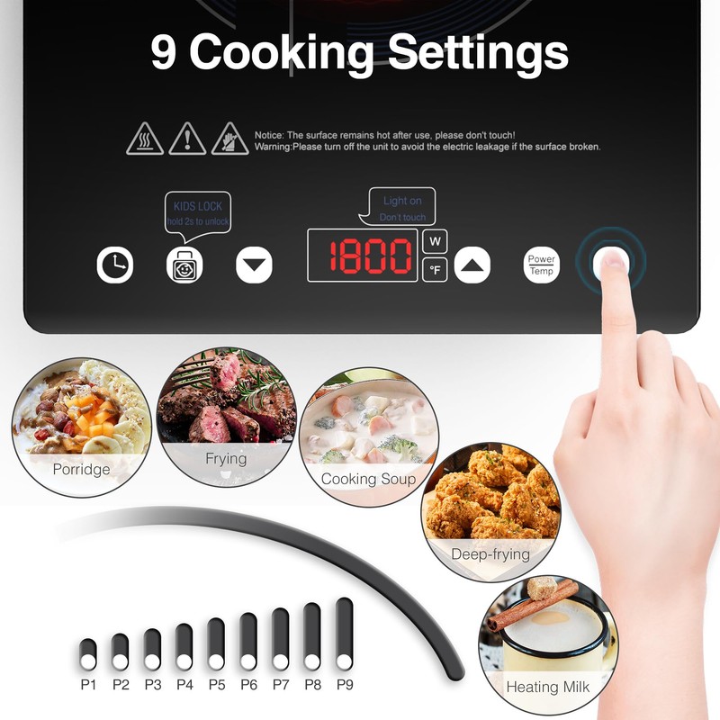 GIHETKUT Electric Cooktop Single Burner, 1800W Electric Stove Top with