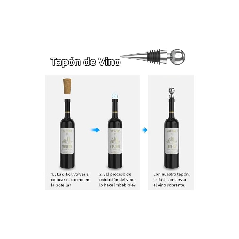Sacacorchos de Sommelier Profesional, Abridor de Vino 3 EN 1