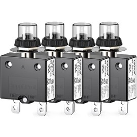 DIYhz Thermal Circuit Breaker, 35 Amp Push Button Manual Reset Circuit Breaker 32V DC 125/250VAC 50/60Hz with Quick Connect Terminals and Waterproof Button Transparent Cap 4Pcs