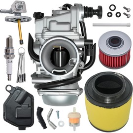 TRX350 Carburetor fit For Honda Rancher 350 TRX350ES TRX350FE TRX350FM TE | TRX350TM 2000-2006 Carb with Fuel Cock Petcock Valve Oil Filter Air Filter