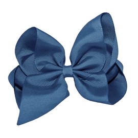 WD2U Girls 6" Classic Style Boutique Grosgrain Hair Bow French Clip Barrette (Smoke Blue)