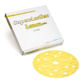 Super Assilex Flexible 6 inch Sanding Discs, Lemon K-800, 15 Holes, Hook & Loop, 193-1579, 25 Discs