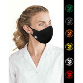 KanataSafe Washable 3-Layer Face Mask Reusable Face Mask with Adjustable Elastic Strap - Black Color with Yellow Logo - 3 pcs (KS-10687784BLKYL)