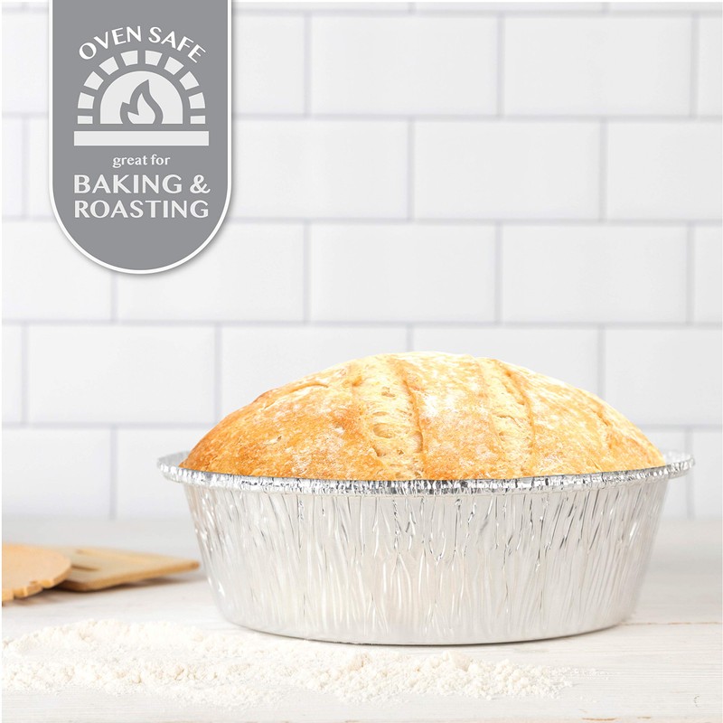 Plasticpro 7'' Inch Round Tin Foil Pans Disposable Aluminum, Freezer