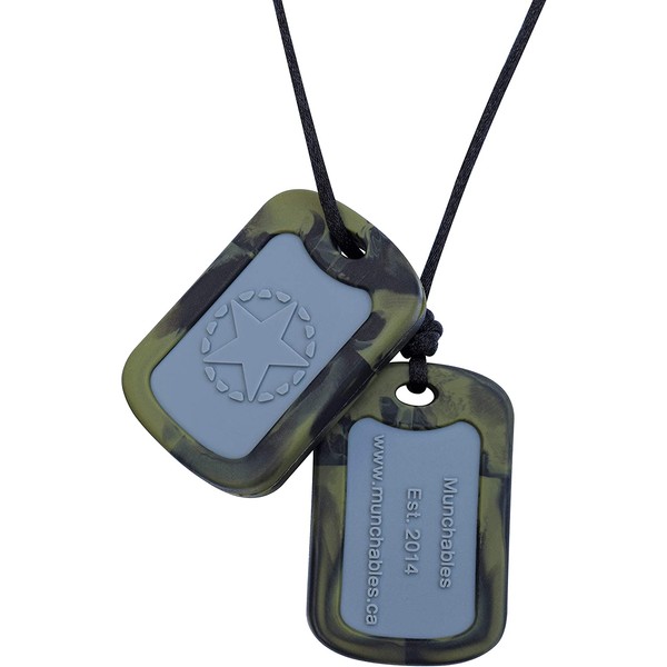Munchables Chewable Dog Tags - Sensory Chew Necklace for Boys (Camo)