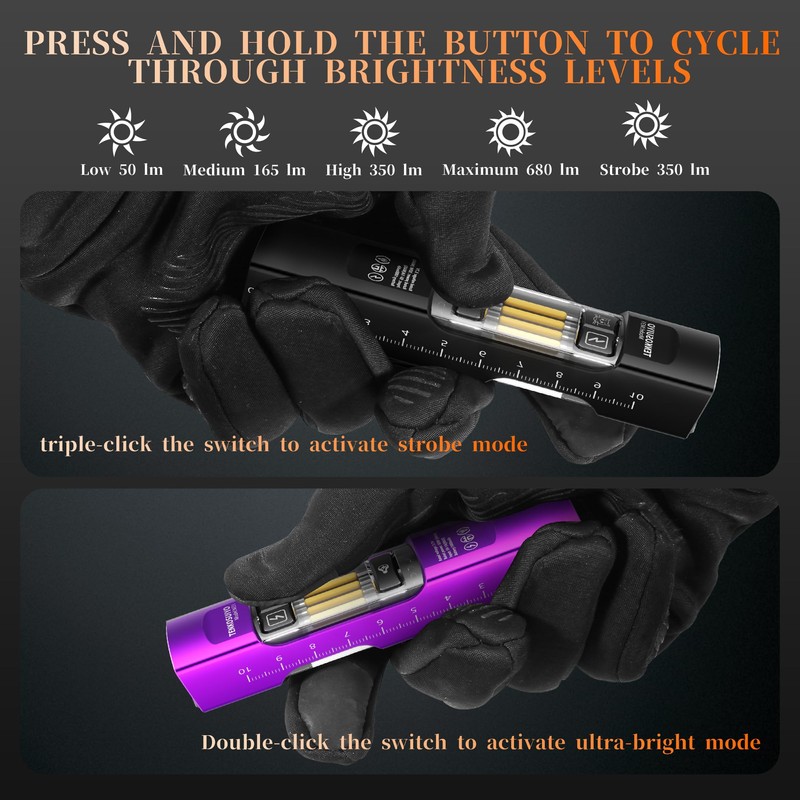 TENKOSUIYO Rechargeable Flat Flashlight 680 Lumens Magnetic Clip On Hands
