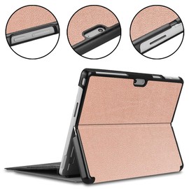 Kepuch Custer Case for Surface Pro 11/10/9, Smart PU Leather Protective Case Cover - Rose Gold