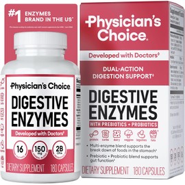 Physician's CHOICE Enzimas digestivas para la hinchazón y la digestión: 16 enzimas con prebióticos y probióticos orgánicos para la salud intestinal y digestiva. Alivio de las molestias a la hora de co