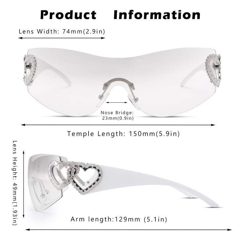 Pro Acme Wrap Around Rimless Sunglasses for Women Men Oversized