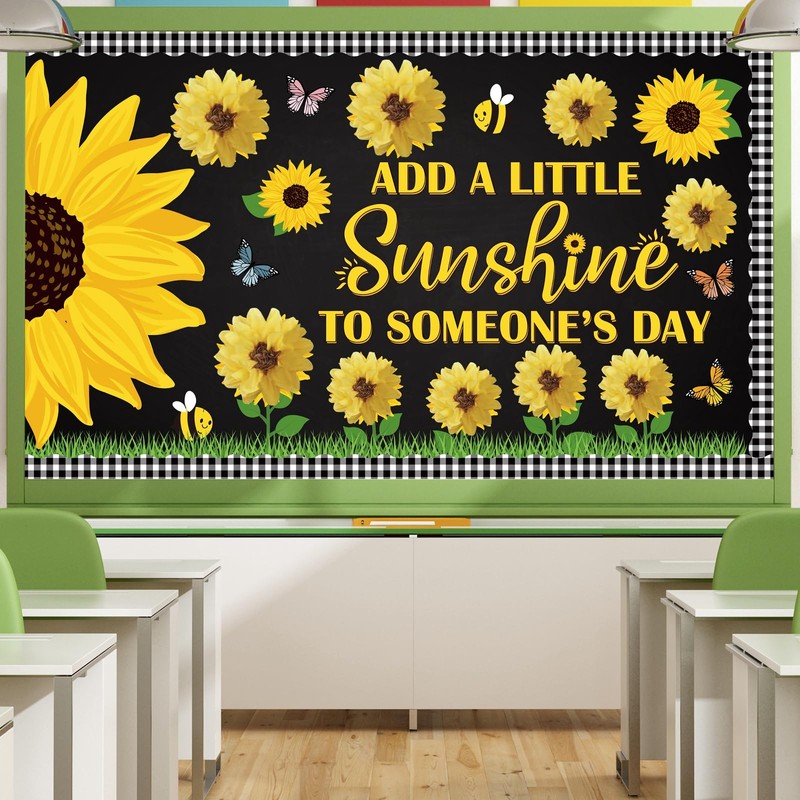 Pasimy 3D Sunflower Bulletin Board Decorations Set Bee Classroom Door