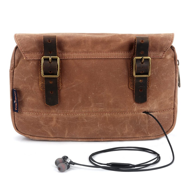 TOURBON Wax Canvas Bike Panniers Bicycle Tool Pouch Handlebar Bag