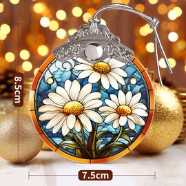 Daisy Christmas Ornament - Jocidea Daisy Ornament - Daisy Christmas Tree Ornament - Daisy Hanging Decorations - Daisy Suncatcher - Daisy Gifts for Daisy Lovers (White)