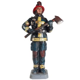 Urbalabs Firefighter Statue Hero Plaque Hoses Fire Man Standing Desk Decor Decorative Firefighter Gifts Fire Man Service Decorations for Home Office or Station Fire Truck 911 Hero Statue (Fireman)