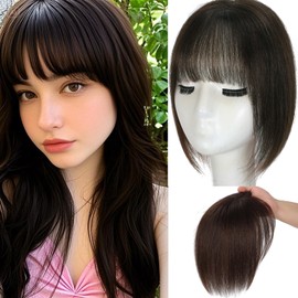 Hair Toppers for Women Real Human Hair, 360°3D Topper for Women with Thinning Crown Wispy Clip in Bangs Breathable Hand Tied Craft Big Coverage Hairpieces(Mocha, 12 Inch-3D-Wispy)