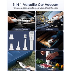 Handheld Car Vacuum Cleaner Cordless - 21000PA Powerful Suction, 5 in 1 Mini Vacuum with LED Light, Small Hand Held Cleaner Up to 40 Mins Runtime Portable Vacuum for Car, Home, Pet, Office