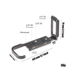 L Angle for EOS R8, Hersmay Vertical Stand Arca Swiss Quick Release Plate L-Bracket Plate L Angle for Canon EOS R8 Camera Compatible with DJI Ronin RS2 RS3 Pro RSC 2
