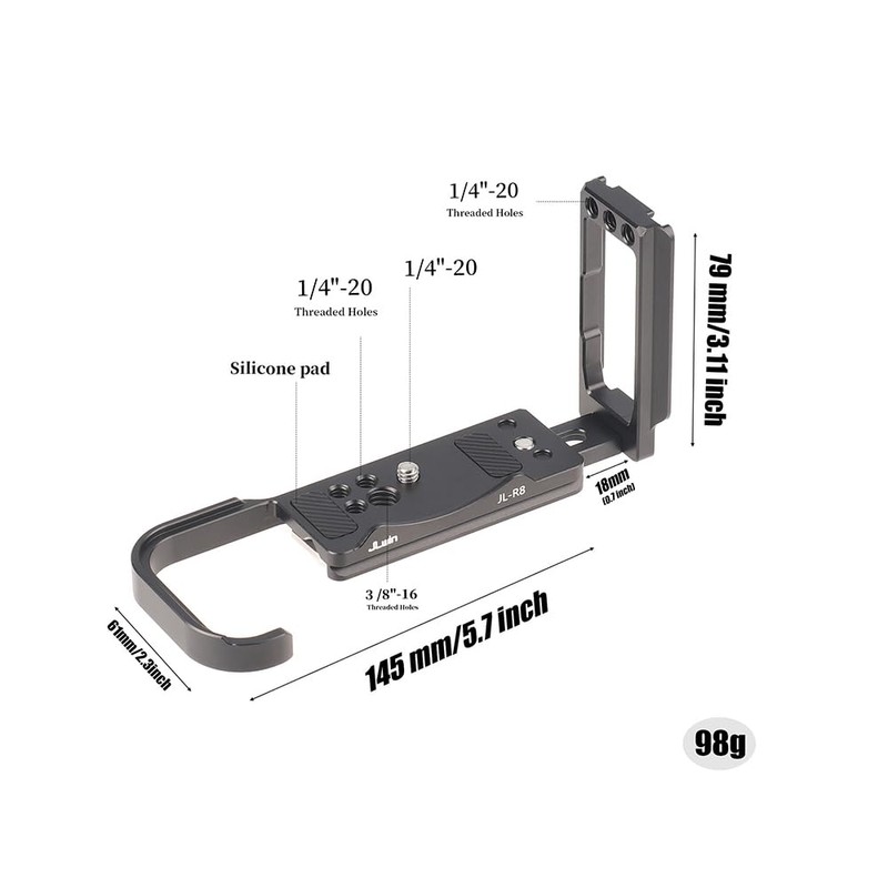 L Angle for EOS R8, Hersmay Vertical Stand Arca Swiss