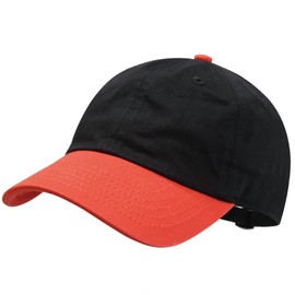 GADIEMKENSD Gorra de béisbol lisa para niños, ajuste sin construir, algodón lavado, 3-12 T, Negro / Naranja, 7-12 años