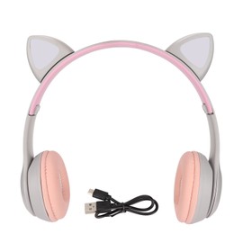 Cat Ear Bluetooth Headset Noise Cancelling Retractable Wireless Plug in Card LED Color Light Kids Headphones