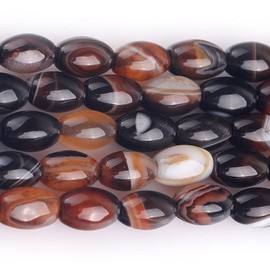 Gem-Inside 6x9mm Natural Brown Agate Botswana Onyx Oval Beads Semi Precious Stone Beads for Jewelry Making Strand 15 Inch