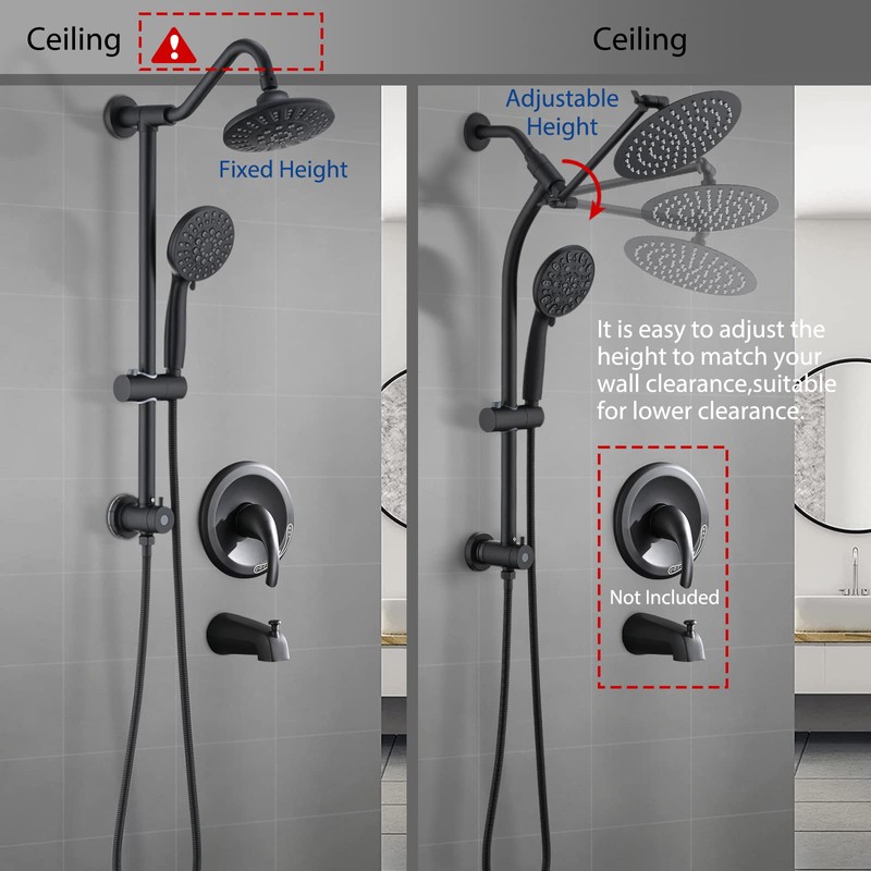 UCLIMAA Rainfall 8 Inch Round Shower Head with High Pressure