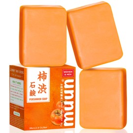 Muun Persimmon Soap Pack 3 For Old People Smell, Odor Control - Japanese Deodorant Soap, Deodorizing Body Wash, Smooth Deeply Cleansing - Body Odor Eliminator
