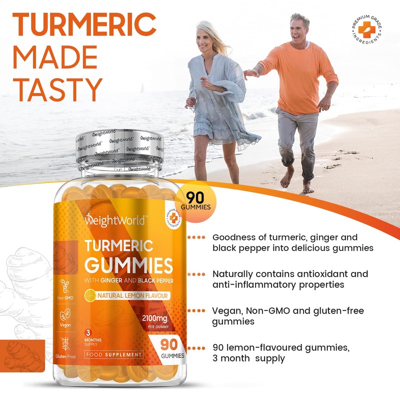Turmeric and Black Pepper Gummies with Ginger 2100mg - 90