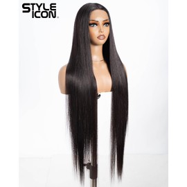 Style Icon Super Long Straight Lace Front Wig 38 Inches Long Wig for Women Synthetic Lace Front Wig Middle Part Lace Wig Pre Plucked with Baby Hair Heat Resistant Fiber 150% Density (#4)