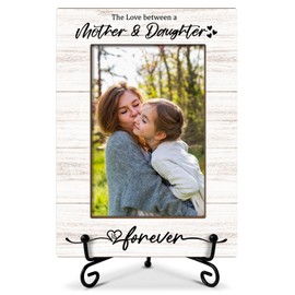 Mom Picture Frame, The Love Between a Mother and Daughter Is Forever Photo Frame, Wooden Photo Frame With Stand, 4x6 Picture Frame for Tabletop Display, Home Office Bedroom Desktop Decorations -06
