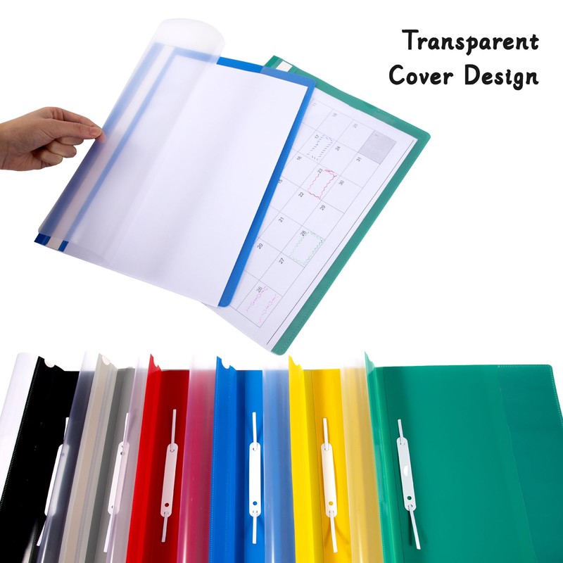 File Folder Set, Colourful, Stapler with Labelling Field, A4, Transparent