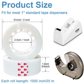 Beieverluck 48 Rolls Invisible Tape Refill 3/4 Inch X 1000 Inches Matte Tape for Dispenser Refill 1 Inch Core Magic Tape for Office Home School Supplies Correction Labeling Gift Wrapping Tape Roll