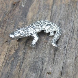 Crocodile Figurine, Crocodile Collectible Miniature, Handmade, in Fine Pewter, by William Sturt