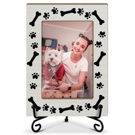 Nopoben Dog Picture Frame, Wooden Photo Frame with Stand, Dog Lover Gifts Birthday Gifts for Women Dog Mom Owner Friend, Dog Frame Decor Home Office Desk Decor Photo Frame Tabletop Display -xk09