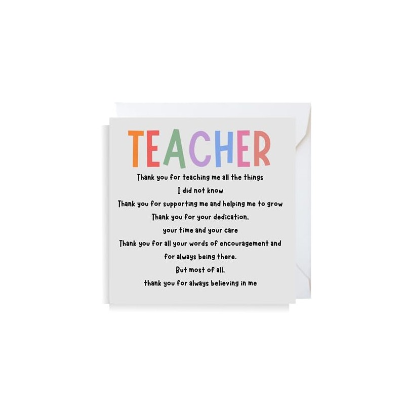 Second Ave Thank You Teacher Square Card For Him/Her Greeting