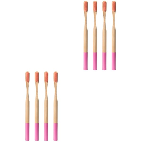Beavorty 8pcs Biodegradable Bamboo Toothbrushes Ergonomic Design Soft Bristles for