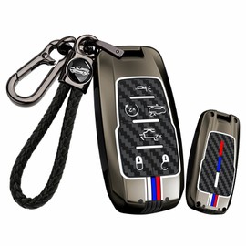 ontto luminous car key fob cover fit for Dodge Ram 1500 2500 3500 4500 5500 2019 2020 2023 2024 2025 key holder Metal Smart Shell case keyring keychain auto styling Accessories 6 buttons Black B